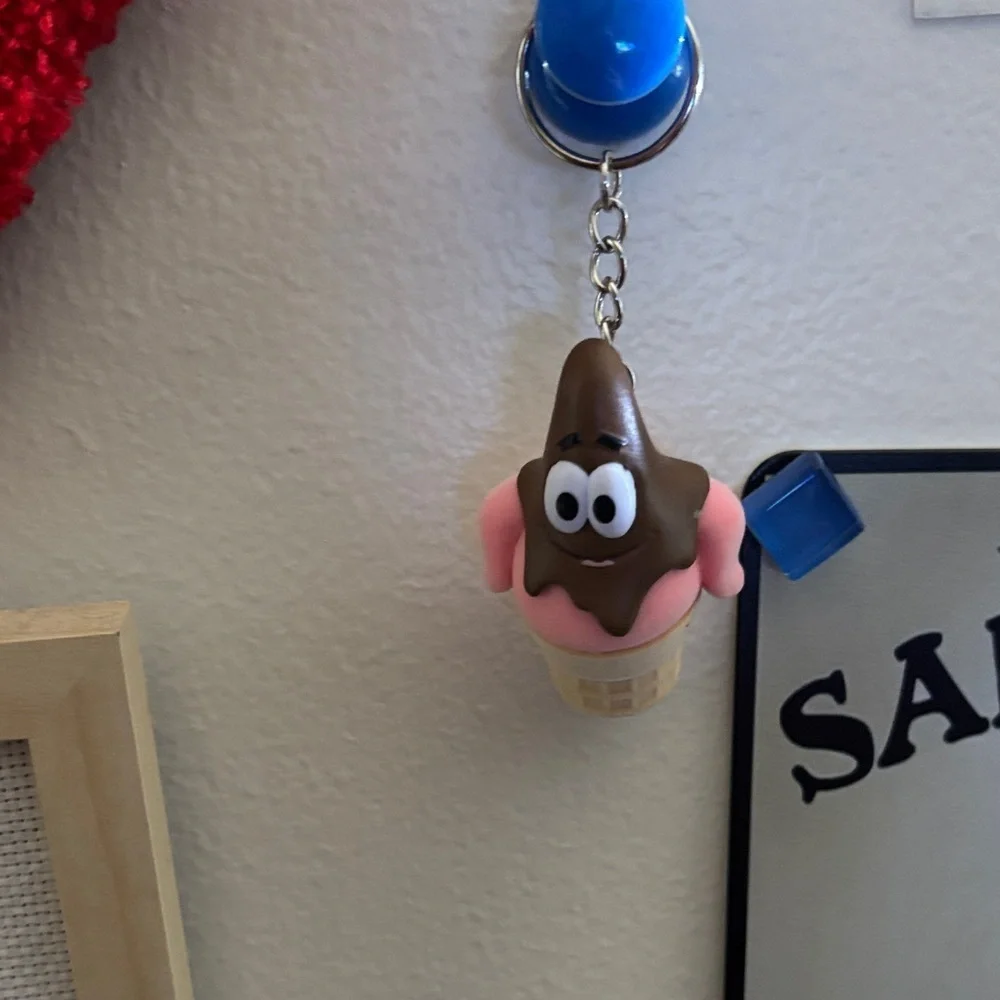 Ice Cream Cone Keychain with Blue Magnet